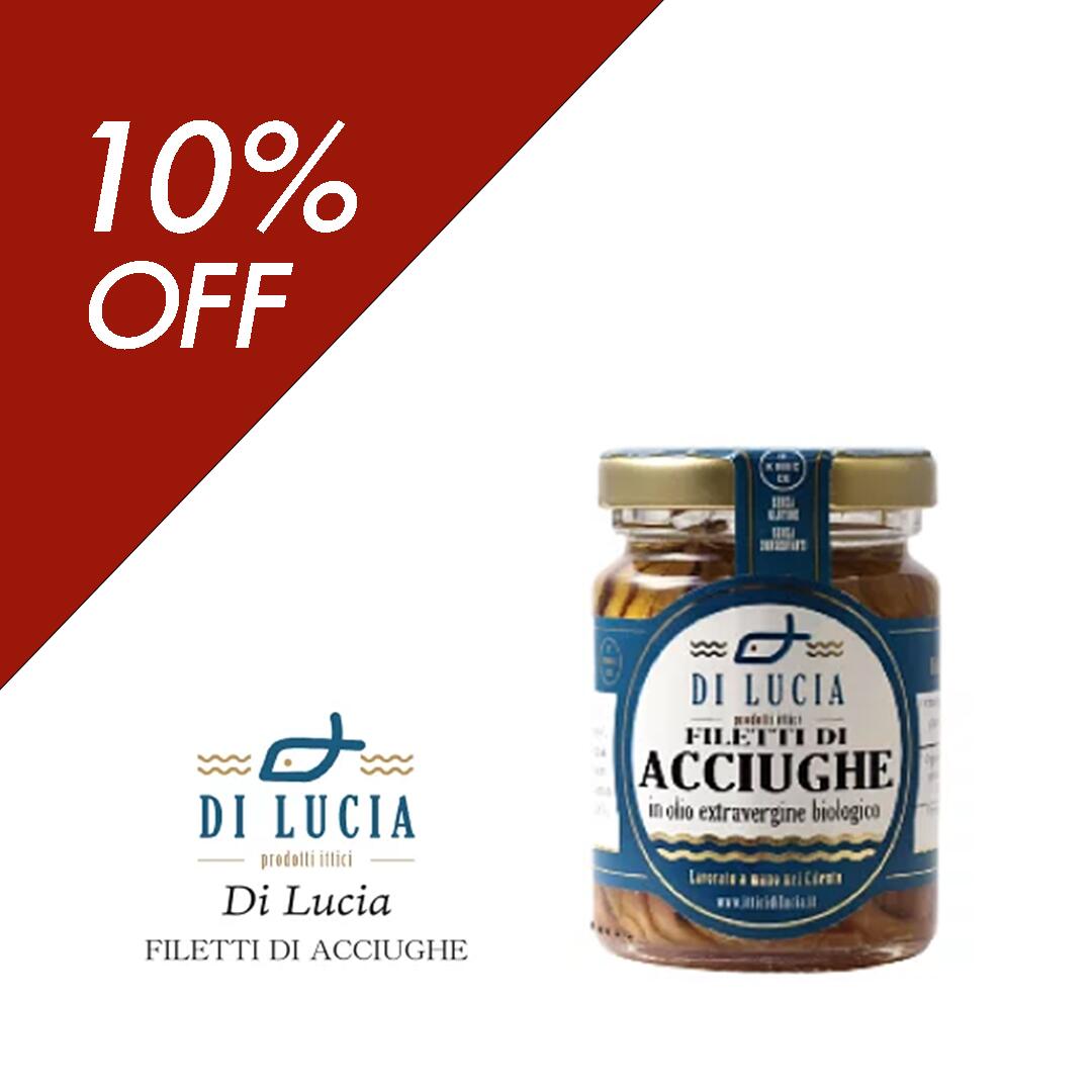 【BFセール｜10％OFFクーポン】アンチョビ ＜エキストラバージンオリーブオイル漬＞ ディ・ルチア 40g ..