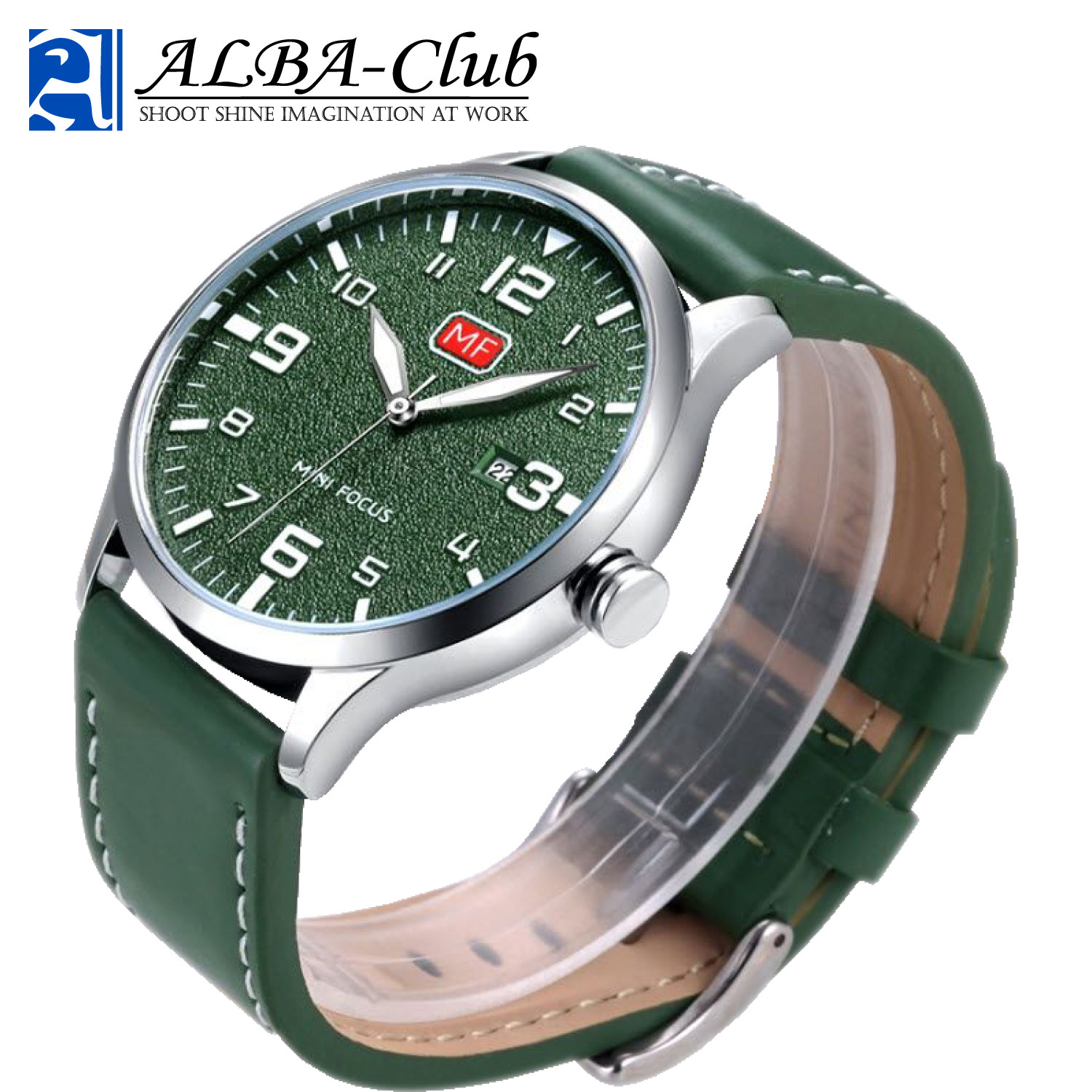 腕時計 メンズ MINI FOCUS スタンダード 革バンド クォーツ グリーン WA-005 アルバクラブ(ALBA Club)