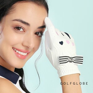ゴルフグローブ 両手用 レディース ゴルフグローブ レディス ゴルフ ホワイト 白 可愛い ゴルフ手袋 リボン付