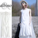 【albino】ドレープボディノースリーブワンピースワンピース カットソー メンズ ロング丈 ノースリーブ モード系 チュニック ホワイト 白 個性的 日本製 国産 オリジナル 中性的 ユニセックス レディース