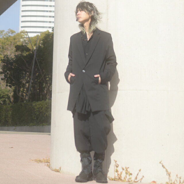 【albino】テーラードジャケット型1つボタンスプリングコートテーラードジャケット メンズ スプリングコート ロングジャケット フォーマル 衣装 モード系 ブラック 黒 日本製 国産 個性的 ユニセックス レディース 中性的