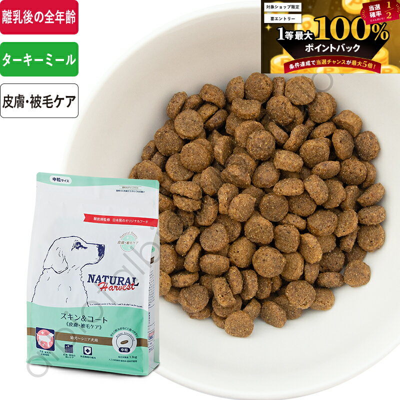 ナチュラルハーベスト スキン＆コート[皮膚・被毛ケア] (標準粒＝中粒) ドッグフード 犬 ドライフード..