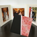【ポイント2倍×最大15%OFF】 写真台紙 6切 3面 【和風花柄・桃】 写真プリント付 六つ切り 3面見開き 仕上げ 記念写真 お宮参り 成人式 七五三 結...
