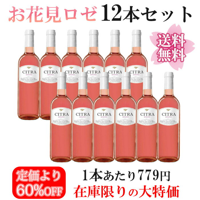 【送料無料・60％OFF】すっきり辛口なお花見ロゼ12本セット桜 サクラ 春 ロゼ 辛口 イタリア アブルッツォ モンテプルチアーノ メルロ ミディアム いちご フルーティ