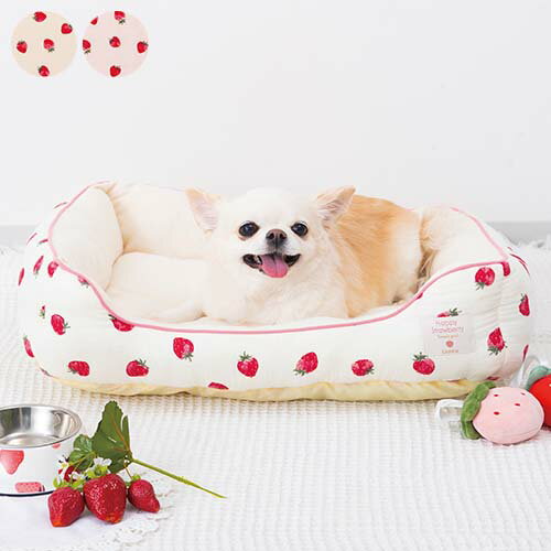 【いちごプリントダブルガーゼ】スクエアベッド○