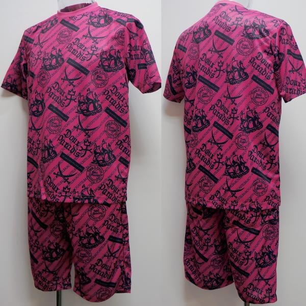 カステルバジャック・22 春夏 SS 新作・海賊柄昇華転写プリント 半袖Tシャツ 短パン 上下(M)(L)(LL)7212272118-99 7212242113-99