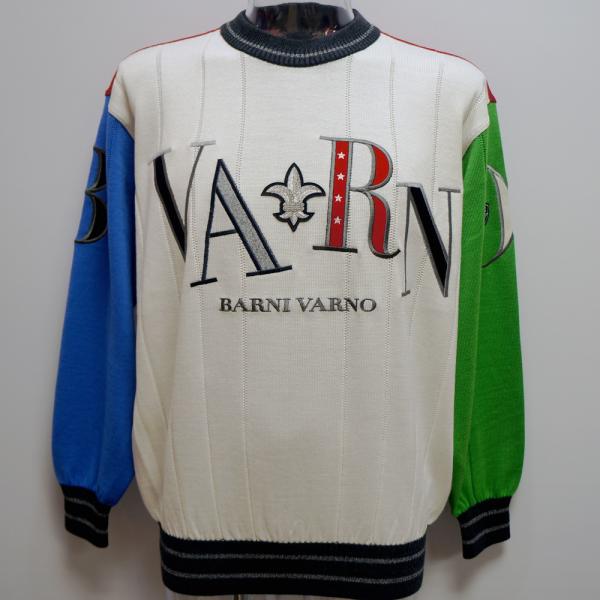 (SALE)バーニヴァーノ・23 秋冬 AW 新作(M)(L)BIGロゴ刺繍 丸首 セーター(M)(L)BAW-MSW-4828-90 BARNI ..