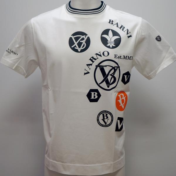 Rakuten - バーニヴァーノ・BVプリント 刺繍 半袖 Tシャツ(M)(L) 26 春夏 SS 新作 BSS-PTH5533-01 BARNI VARNO (M)(L)