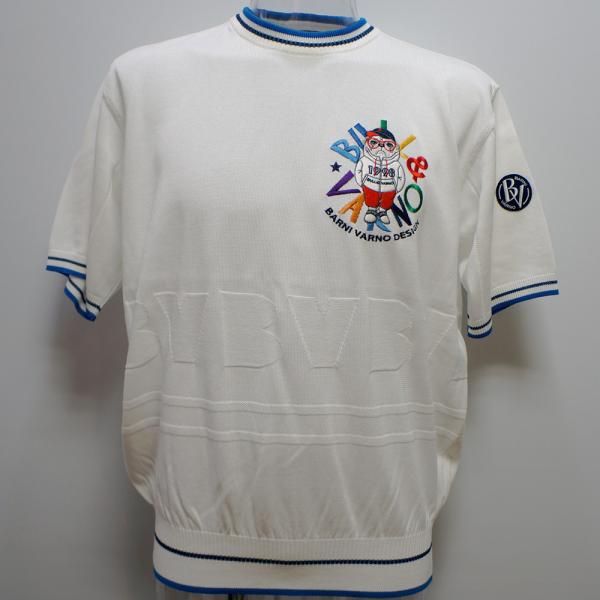 バーニヴァーノ・ブル刺繍 半袖 サマーセーター(LL) 24 春夏 SS 新作 BSS-NSW-5011-01-LL BARNI VARNO (LL)(4)
