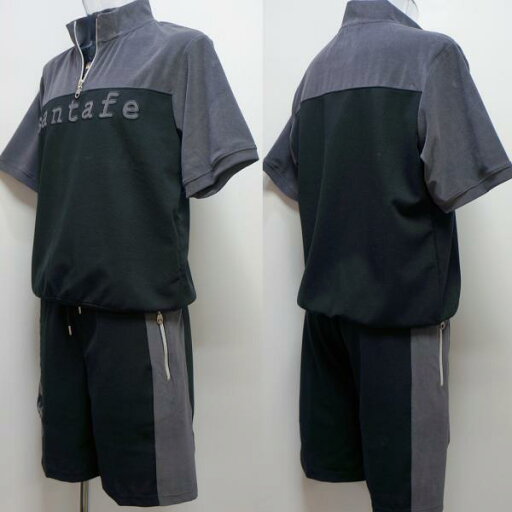 サンタフェ・24 春夏 SS 新作・ZIPUP 半袖 トレーナー 短パン 上下(L)(LL)(3L)24-81804-019 24-81805-019 サンタフェ・24 春夏 SS 新作・ZIPUP 半袖 トレーナー 短パン 上下(L)(LL)(3L)24-81804-019 24-81805-019