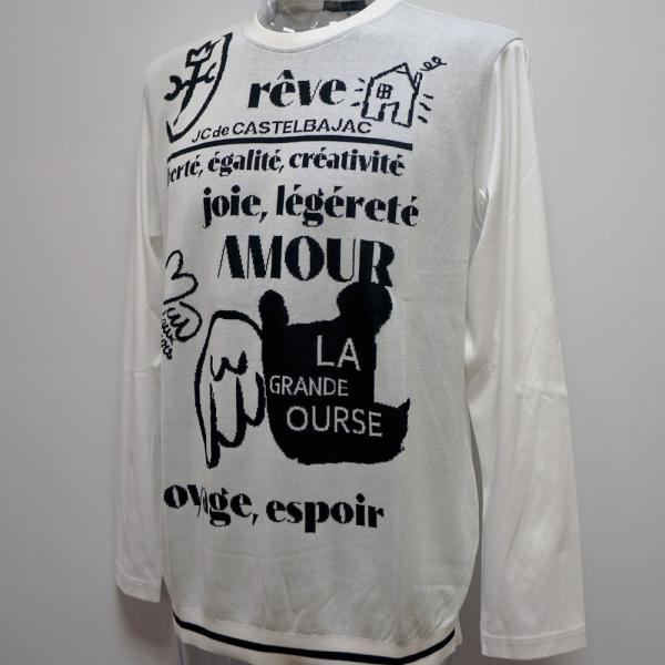 カステルバジャック・24 秋冬 AW・新作・前ニット 長袖Tシャツ(L)(LL)7214371115-01