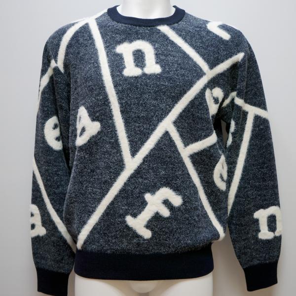 サンタフェ・24 秋冬 AW 新作・総柄ロゴ 丸首 セーター(54)(4L)24-12852-098-54　キングサイズ