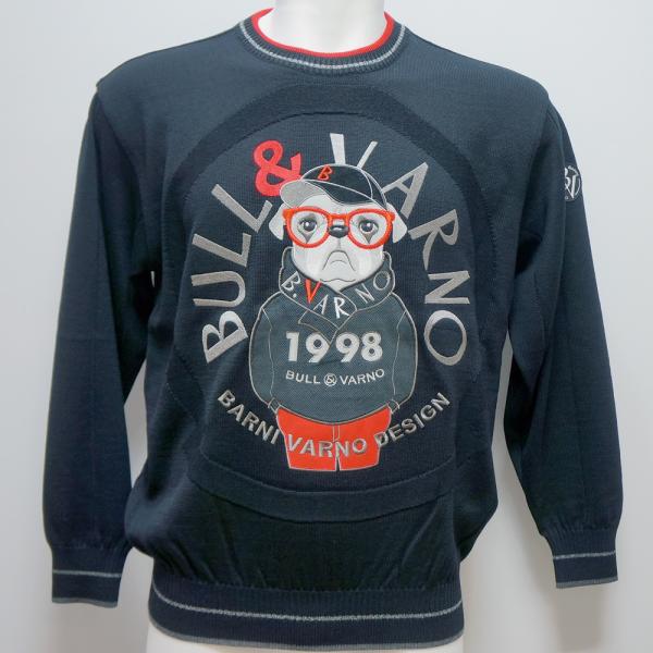 バーニヴァーノ・24 秋冬 AW 新作(3L)BIGブル刺繍 丸首 セーター(3L)BAW-NSW-5127-09-3L BARNI VARNO