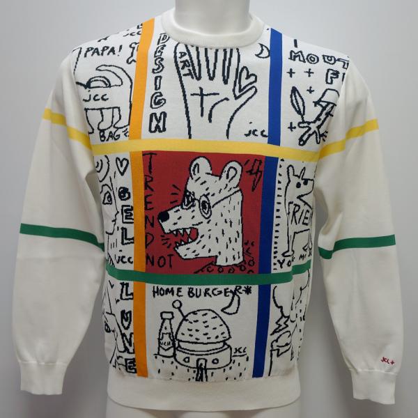 カステルバジャック・25 春夏 SS 新作・アニマル柄 長袖サマーセーター(M)(L)(LL)7215161170-01