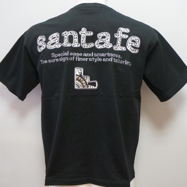 santa fe ロゴ Tシャツ 黒 新品 サンタフェ Santa Fe 異素材切替 ロゴアップリケ Tシャツ 48 mg2