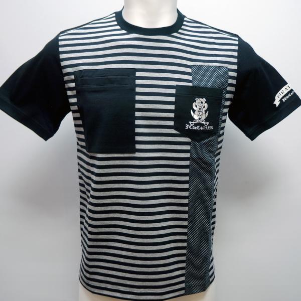 カステルバジャック・26 春夏 SS 新作・ボーダー切り替え 半袖Tシャツ(M)(L)(LL)7216172121-99