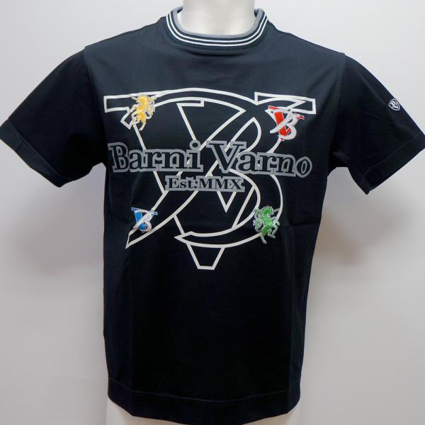 Rakuten - バーニヴァーノ・BVプリント 刺繍 半袖 Tシャツ(LL) 26 春夏 SS 新作 BSS-PTH5529-09-LL BARNI VARNO (LL)