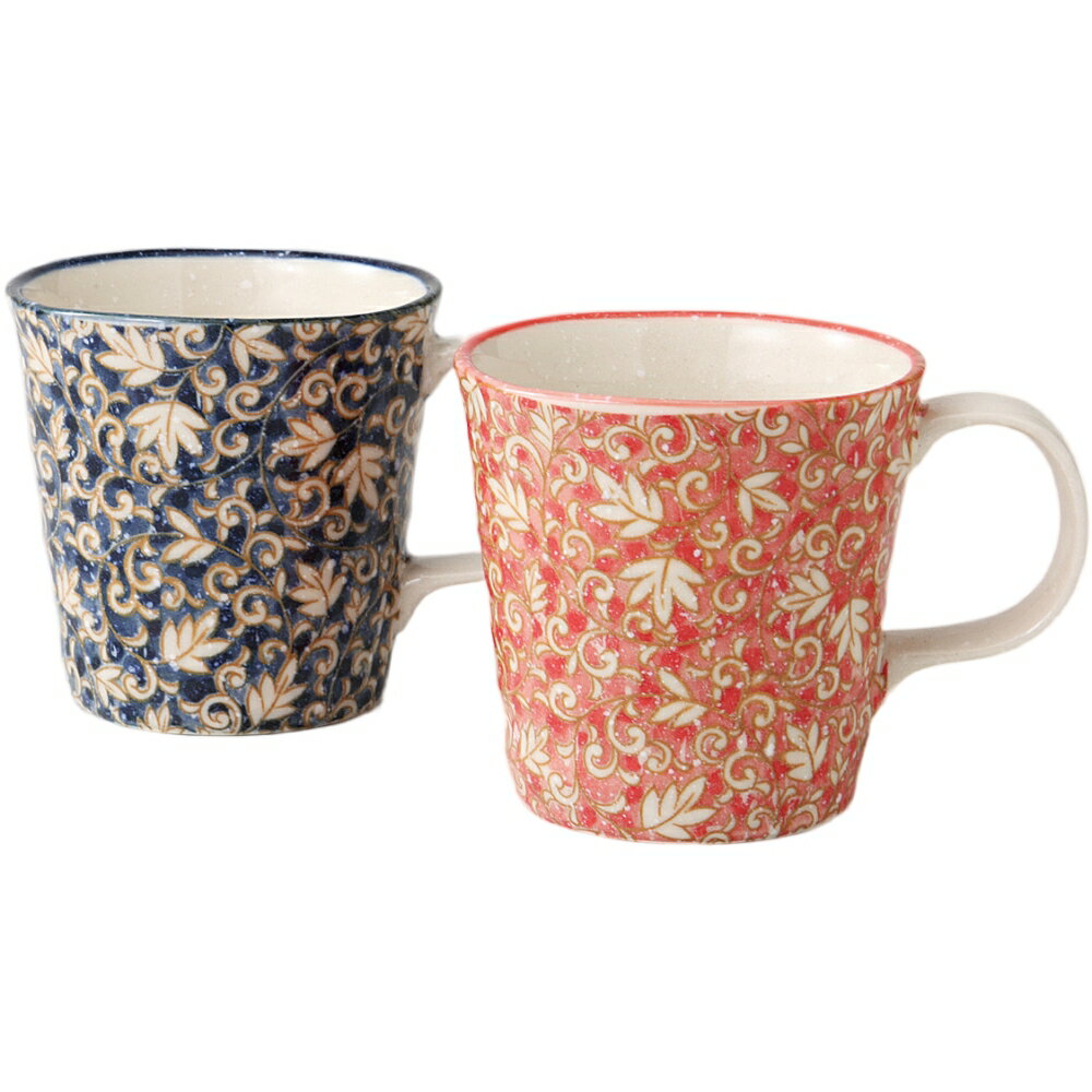 マグカップ ペアマグ 二色つる唐草 ペアー 小 マグペア 美濃焼 日本製 マグ コップ カップ 食洗機対応 電子レンジ対応 ラッピング対応 のし対応 おしゃれ かわいい 可愛い 人気 おすすめ 食器 陶磁器 カフェ 来客 ギフト プレゼント