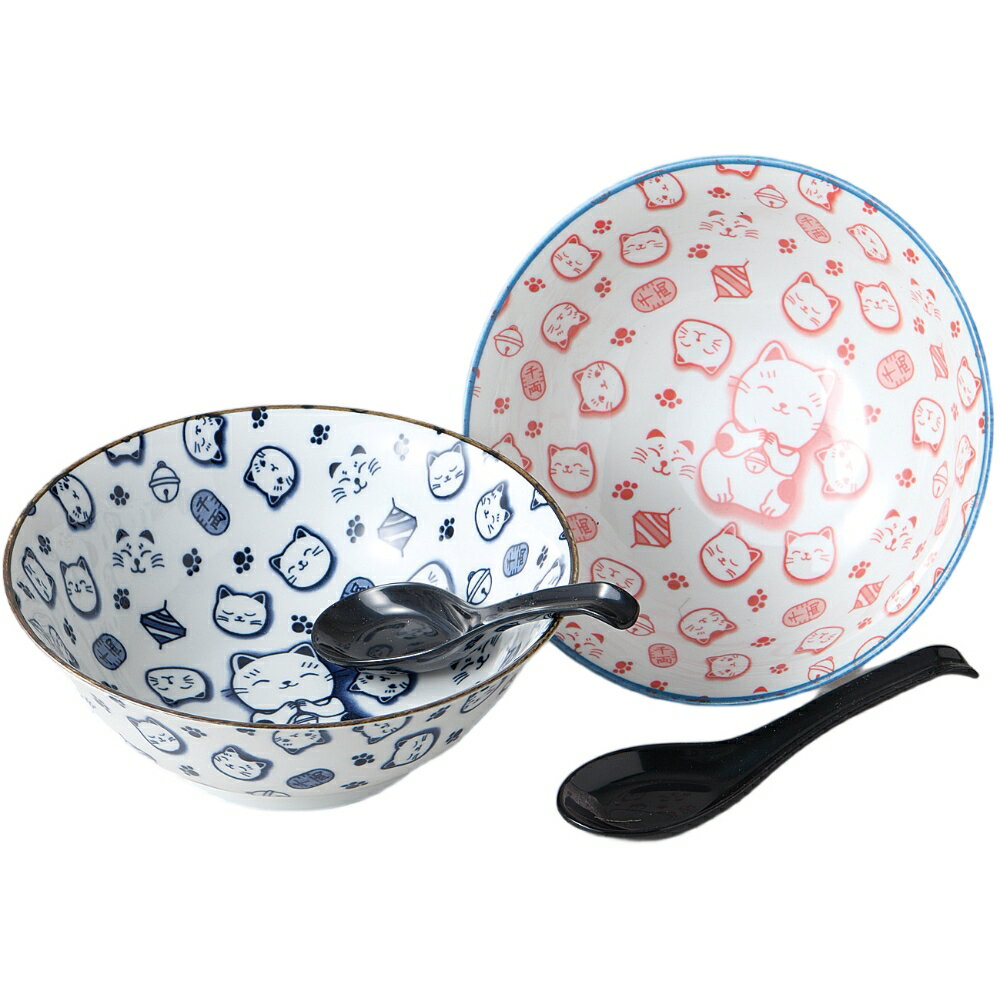 ラーメン どんぶり お願いネコ 6.3 ラーメン丼 ペアー ペアセット 日本製 美濃焼 丼 ドンブリ 丼ぶり ..