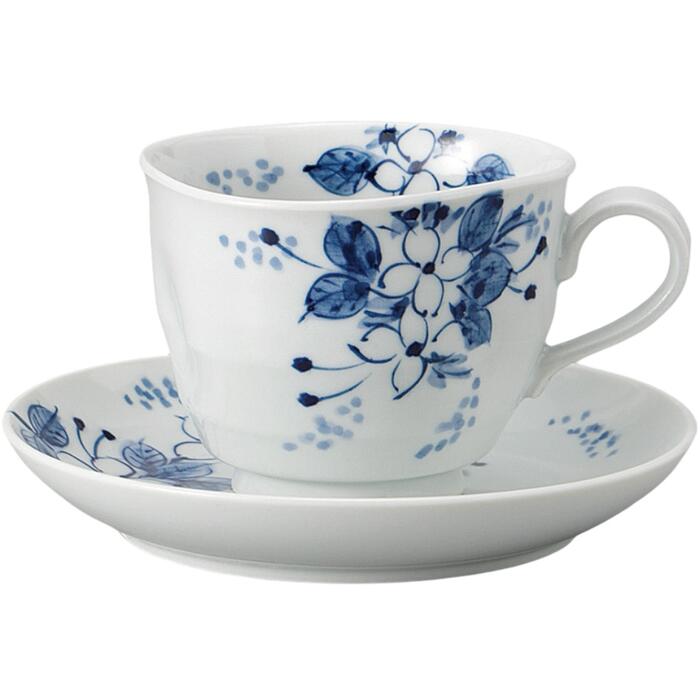 コーヒーカップ コーヒー碗皿 手描き 小花 カップ＆ソーサー 磁器 美濃焼 日本製 喫茶店 カフェ レストラン 食器 食洗機可 電子レンジ可 セット おしゃれ かわいい シンプル 業務用