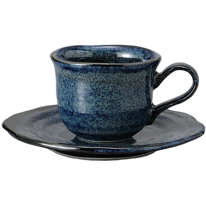コーヒーカップ コーヒー碗皿 窯変青釉 カップ＆ソーサー 磁器 美濃焼 日本製 喫茶店 カフェ レストラン 食器 食洗機可 電子レンジ可 セット おしゃれ かわいい シンプル 業務用