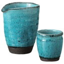 酒器セット 徳利 とっくり おちょこ セット ブルー粉引冷酒器 徳利&盃(2個)セット お猪口 プレゼント 酒器 日本酒 ギフト グラス 酒 器 冷酒 熱燗 ぐ...