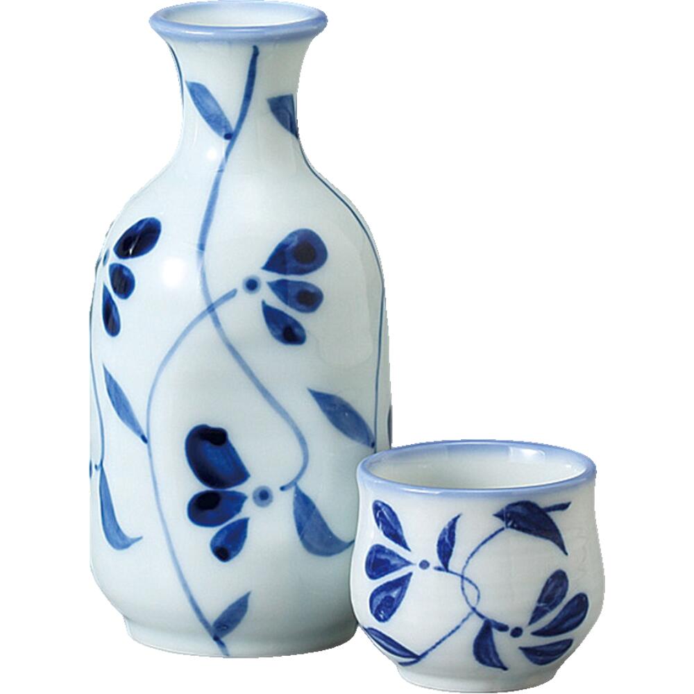 酒器セット 徳利 とっくり おちょこ セット 古染唐草1号徳利 徳利&盃(2個)セット お猪口 プレゼント 酒器 日本酒 ギフト グラス 酒 器 冷酒 熱燗 ぐ...