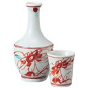 酒器セット 徳利 とっくり おちょこ セット 赤絵ボタン徳利 徳利&グイ呑(2個)セット お猪口 プレゼント 酒器 日本酒 ギフト グラス 酒 器 冷酒 熱燗 ...