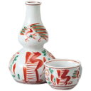 酒器セット 徳利 とっくり おちょこ セット 赤絵花鳥瓢型一号徳利 徳利&丸ぐい呑(2個)セット お猪口 プレゼント 酒器 日本酒 ギフト グラス 酒 器 冷酒...