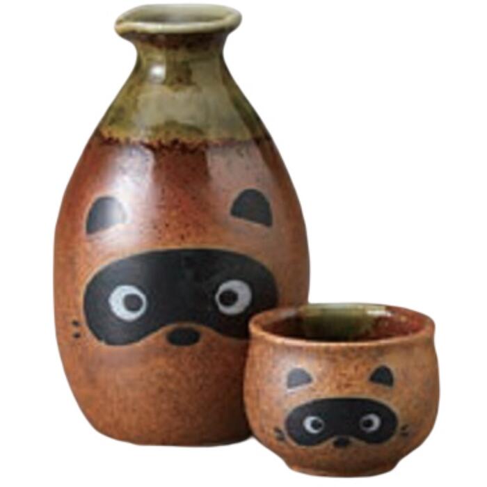 信楽焼 たぬき 酒器セット 徳利 おちょこ セット 狸 タヌキ 日本酒 冷酒 熱燗 酒器...