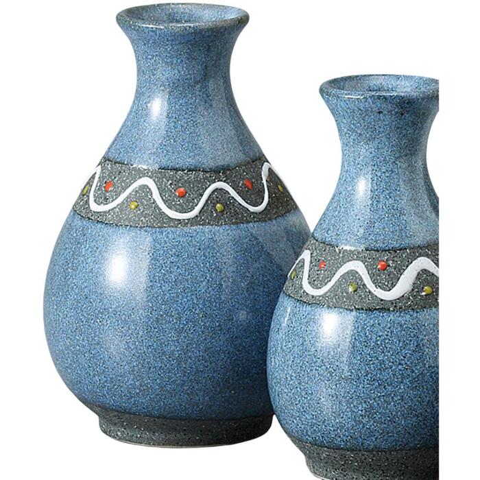 酒器セット 徳利 とっくり おちょこ セット 青釉ウェーブ2号徳利 徳利＆盃（2個）...