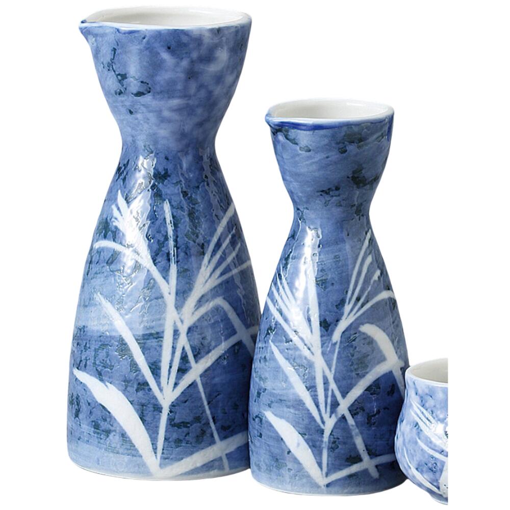 酒器セット 徳利 とっくり おちょこ セット ブルー淡雪芦大徳利 徳利＆盃（2個）セ...