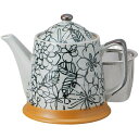 ポット ティーポット モノクロガーデンポット黒(アミ付) 日本製 陶器 陶磁器 食洗機対応 POT おしゃれ かわいい カフェ 喫茶店 店舗 業務用