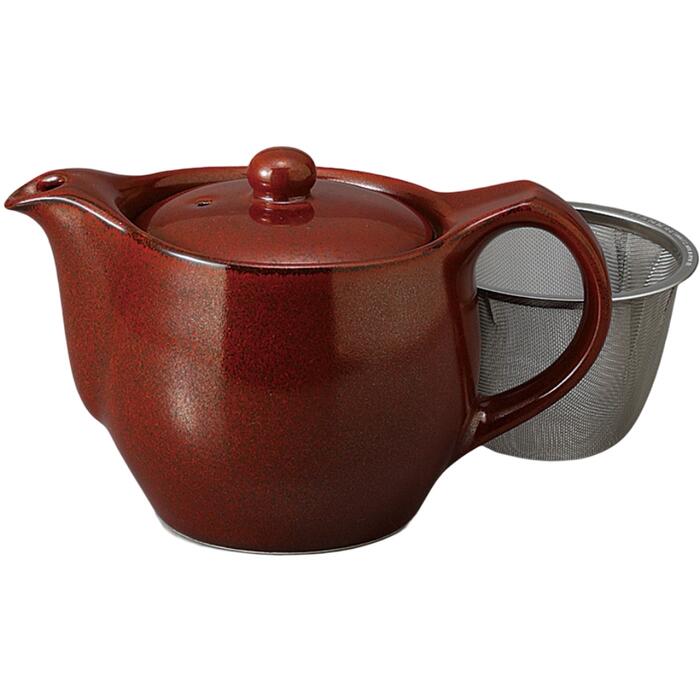 ポット ティーポット 鉄赤ポット （網カゴ付） 陶器 陶磁器 食洗機対応 POT おしゃれ かわいい カフェ ..