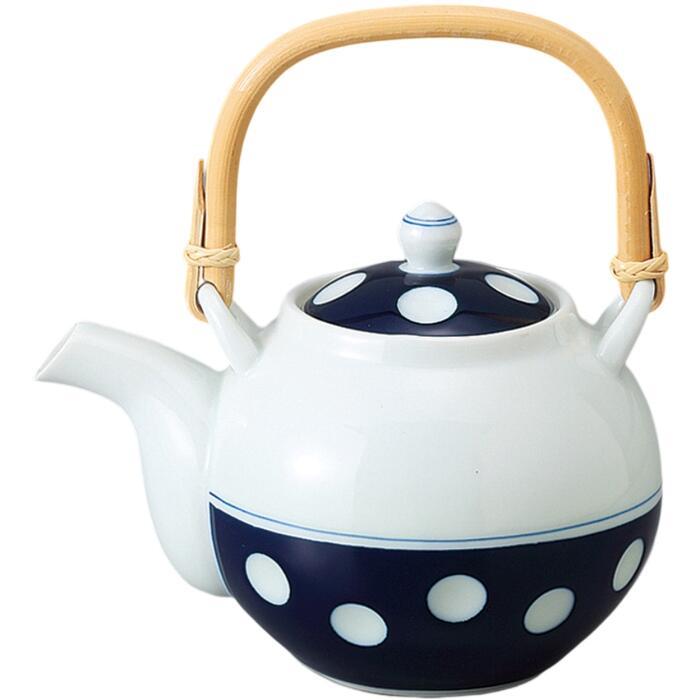 土瓶 有田焼 水玉 丸 4号 日本製 どびん 陶器 陶磁器 食洗機対応 おしゃれ かわいい 急須 来客 オフィ..