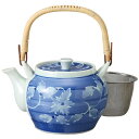 土瓶 有田焼 呉須巻蔦 (網カゴ付) 6号 日本製 どびん 陶器 陶磁器 食洗機対応 おしゃれ かわいい 急須 来客 オフィス 業務用 宴会 会議 法事
