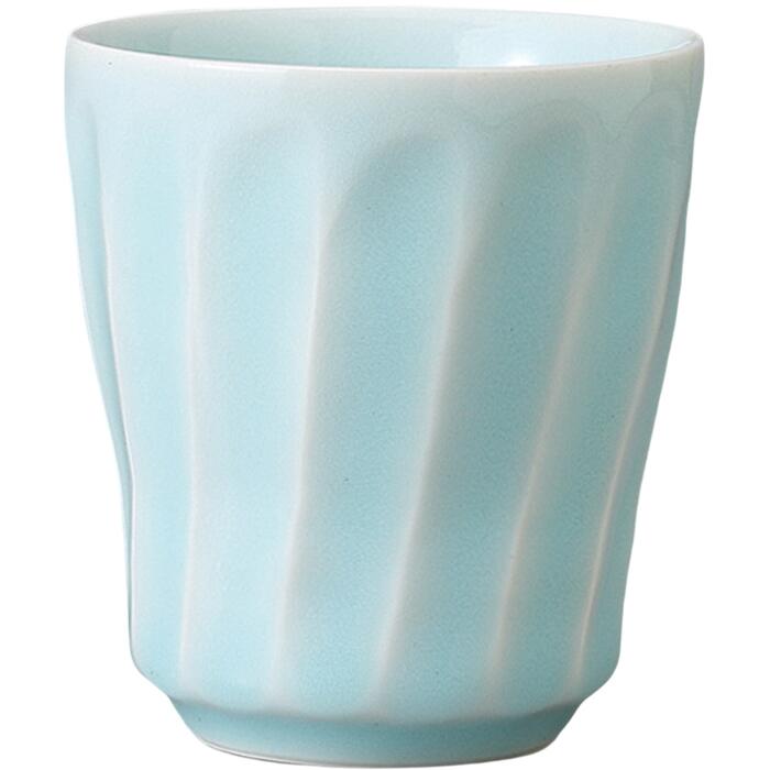 湯呑 ゆのみ 青白磁キネ型ソギ湯呑 陶器 美濃焼 日本製 食洗機対応 電子レンジ対応 食器 和食器 業務用 来客用 お茶 煎茶 おしゃれ かわいい