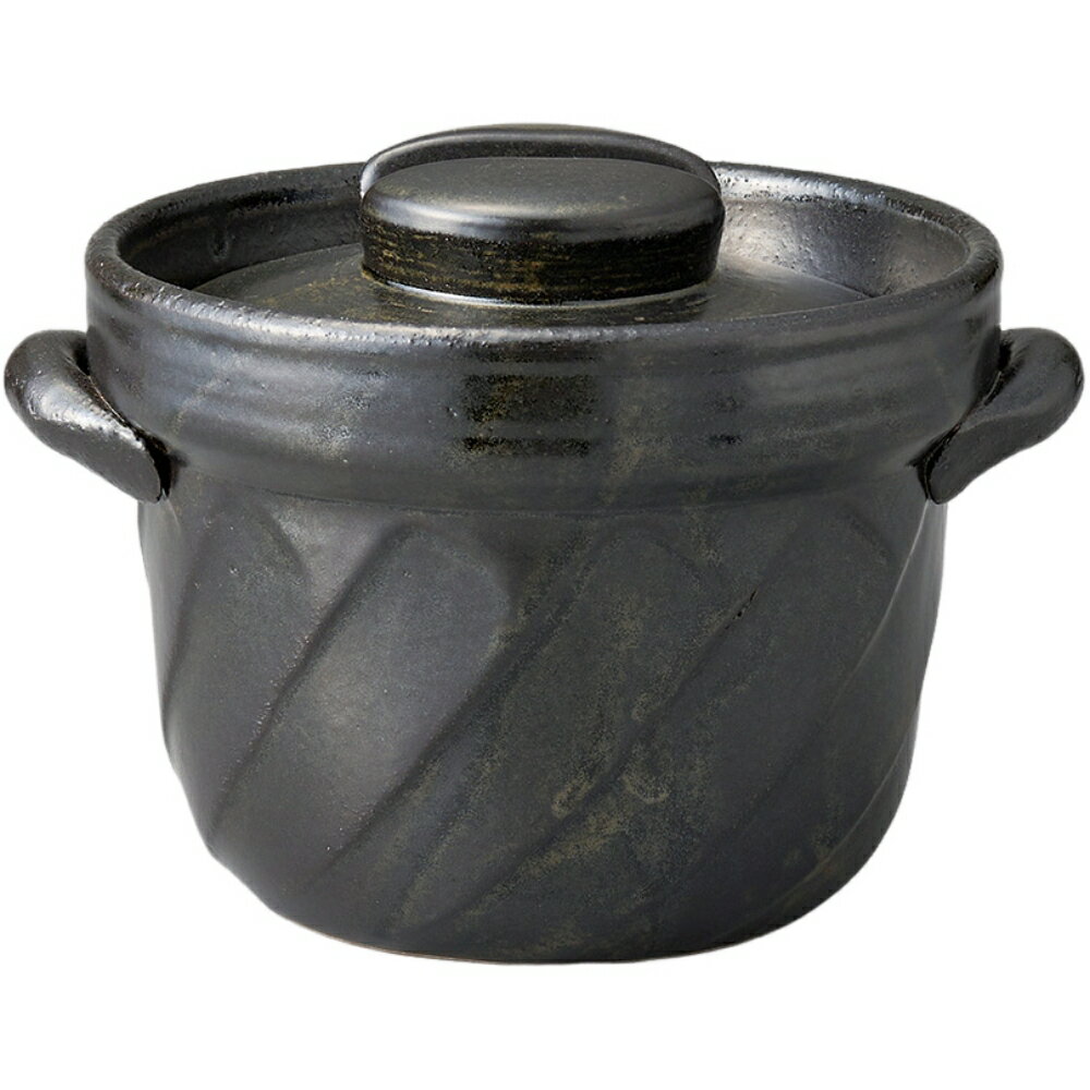 【送料無料】ご飯鍋 炊飯鍋 黒釉捻れごはん鍋 直火可 炊飯 ごはん鍋 炊飯釜 土鍋 萬古焼 万古焼 ばんこ..