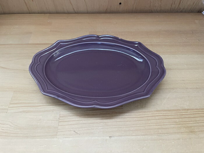 【訳あり アウトレット B品】オーバルプレート Lサイズ パープル 陶器 食器 カフェ風 かわいい おしゃれ 電子レンジ対応 食洗機対応 あす楽対応 即納 翌日...