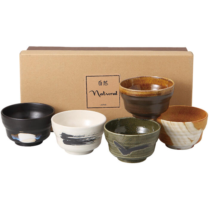 茶道具 抹茶碗 楽窯庵 一服碗5柄組 日本製 陶器 国産 器 うつわ お抹茶 抹茶 まっちゃ 茶器 茶道 お茶会 お洒落 かわいい お家カフェ ギフト 抹茶湯呑 抹茶茶碗 贈り物 初心者 稽古 練習用 ※ 信楽焼 波佐見焼 ではありません