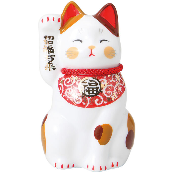 招き猫「唐草招猫(赤)」は、風水アイテムとして人気の高い置物です。赤い唐草模様が施されたデザインは、幸福と繁栄を象徴し、家やオフィスに飾ることで運気を高めます。手を挙げた姿勢は、幸運を招くとされ、訪れる人々に良い印象を与えます。高品質な素材で作られており、長く愛用できる一品です。箱入りで贈り物にも最適です。＜商品内容・サイズ（W×D×Hcm）＞猫×1／6.5×6×12cm磁器中国製15.5×8.5×8.5cm140g＜付属品＞-＜備考＞【商品の在庫数について】弊社の他店舗との併売により在庫数は常に増減しており、表示の在庫数は実数値では無い場合がございます。ご購入・ご注文確定後に欠品・完売が生ずる場合がございます。欠品・完売が生じた場合は速やかにメールにてご連絡を致しますので、予めご了承の上、ご注文いただきますようお願い申し上げます。