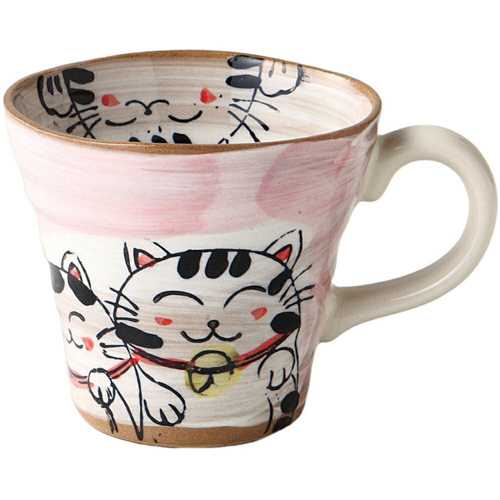 マグカップ 手描き タマネコ（ピンク）マグ 美濃焼 日本製 マグ コップ カップ 食洗機対応 電子レンジ対応 ラッピング対応 のし対応 おしゃれ かわいい 可愛い 人気 おすすめ 食器 陶磁器 カフェ 来客 ギフト プレゼント