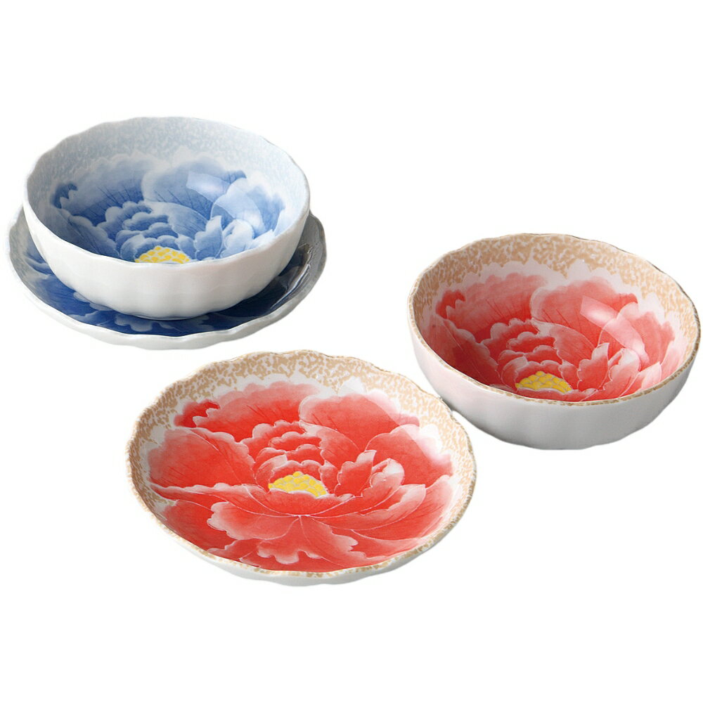 Rakuten - 中鉢 ボウル 桃山牡丹 デザート揃 美濃焼 日本製 箱入り 和食器 おしゃれ かわいい BOWL ギフト プレゼント 贈り物 食器セット