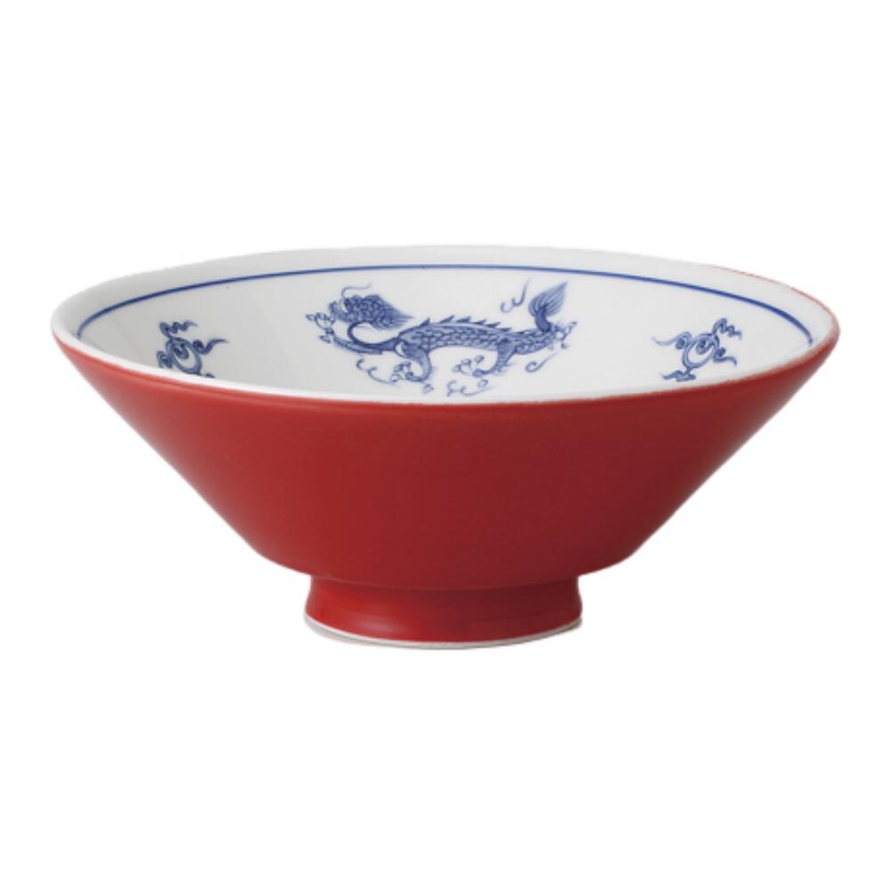 ラーメン どんぶり 塗分龍紋(赤) 深口めん丼 日本製 美濃焼 丼 ドンブリ 丼ぶり 麺鉢 ラーメン鉢 中華そば オシャレ おしゃれ 電子レンジ対応 食洗機対応