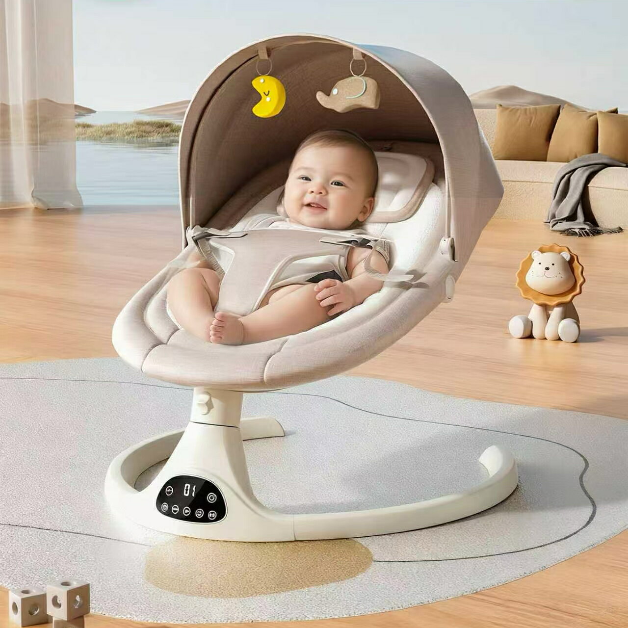 【2000円クーポン限定】Bebiborn ベビーバウンサー 電動 蚊帳付き ベビーラック ロッキングチェア リモ..