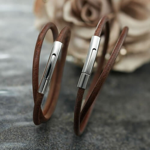 ペアブレスレット ステンレス 刻印 レザー 革 close to me SBR11-005-L-005-S サージカルステン メンズ レディース ブランド クロ...