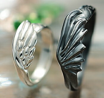 ペアリング 刻印無料 シルバー Angel & Devilwing PSR-001 (FISS-MSD) 羽根 フェザー モチーフ ペア 指輪 デザイン 大きい...