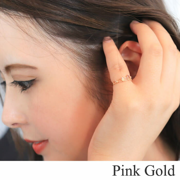 ピンキーリング ピンクゴールド ホワイトゴールド 10K K10 Fleur PG WG ティアラ 関節リング ミディリング ファランジリング レディース リング 重ねづけ シンプル 華奢 かわいい 指輪 0号 1号 2号 3号 4号 5号 6号 7号 偶数号 送料無料