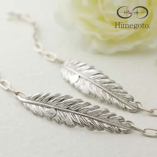 レディース ペアブレスレット Himegoto. フェザーペアブレスレット 羽 ladys-b001* 刻印無料 家族 上品 女友達 親友 姉妹 お揃いコーデ ...