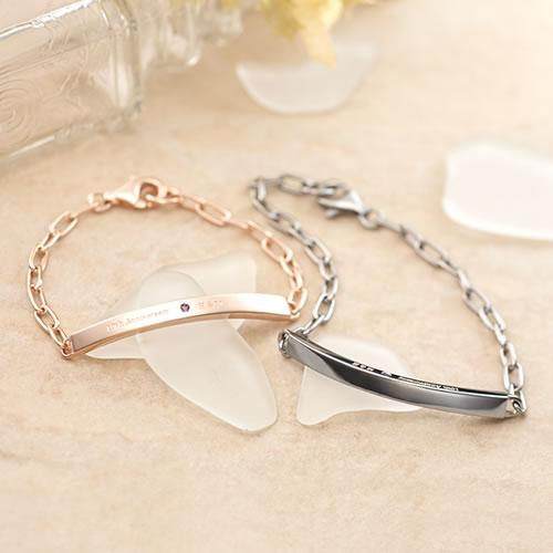 ペアブレスレット シルバー 刻印無料 誕生石 名入れ 001B-KS-BKPK*セミオーダーメイド シルバー925 ペアブレスレット ブレス ペアルック 彼氏 ...